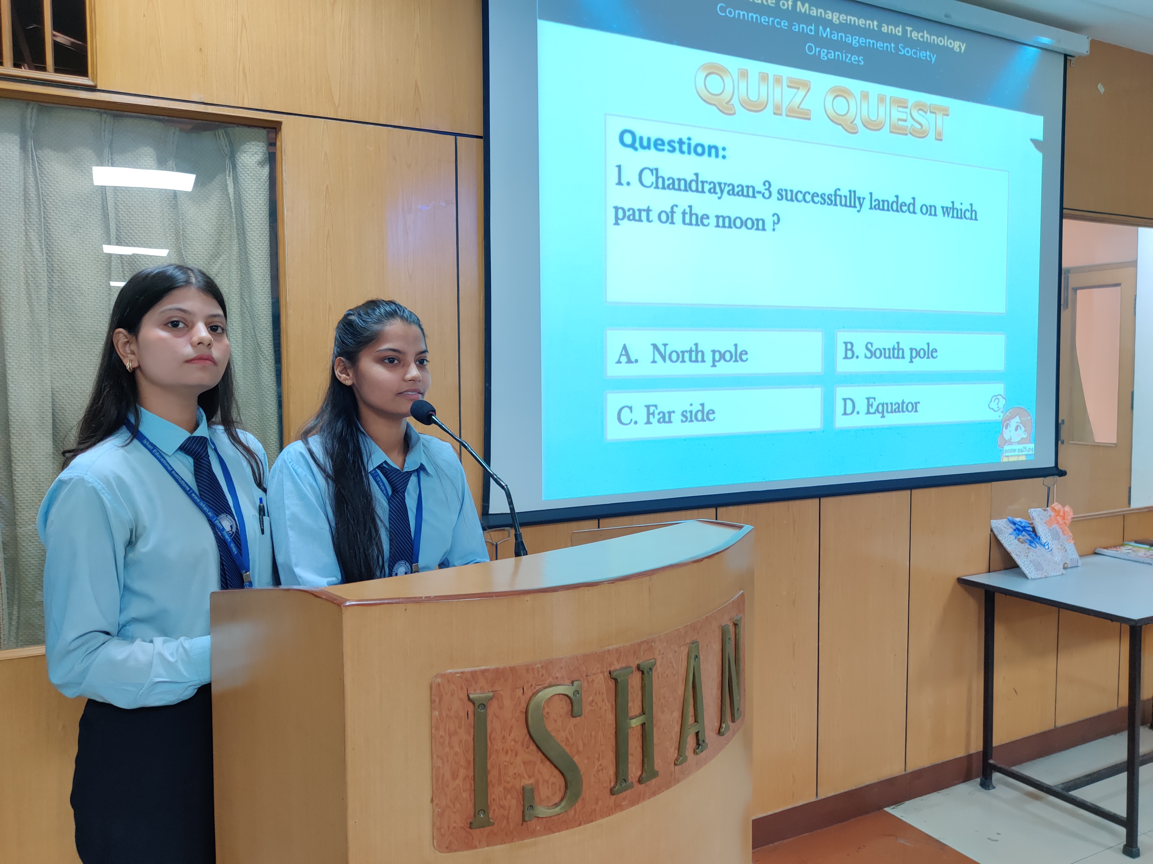 Students promoting knowledge based learning through quizzes at top commerce college.